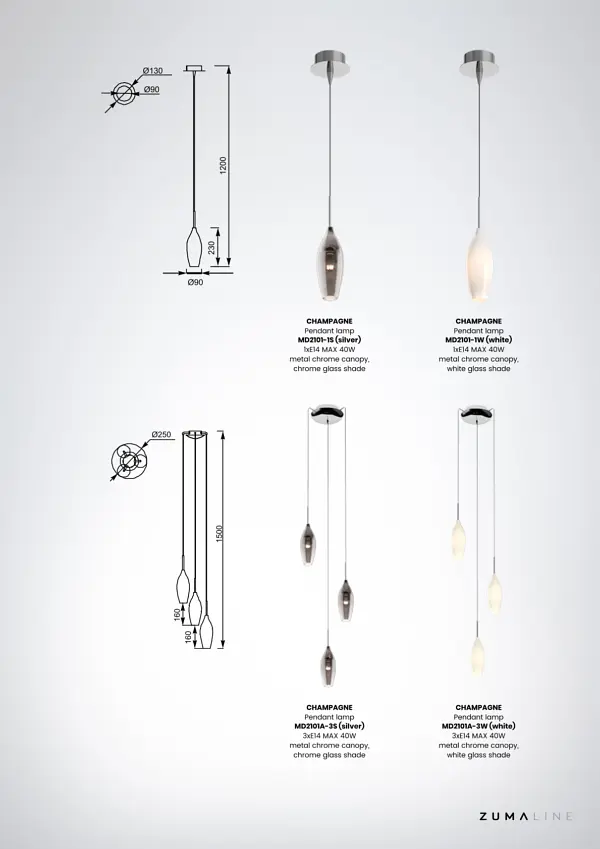 Підвісний світильник Zuma Line MD2101-1W CHAMPAGNE - фото 5