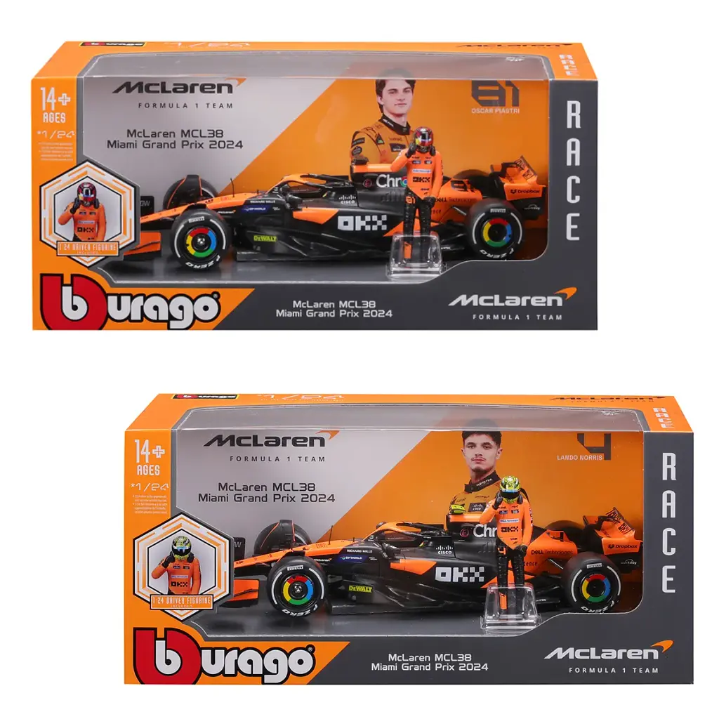 Масштабна модель автомобіля Bburago Автомодель з фігуркою - McLaren MCL38, 1:24 (18-28040)