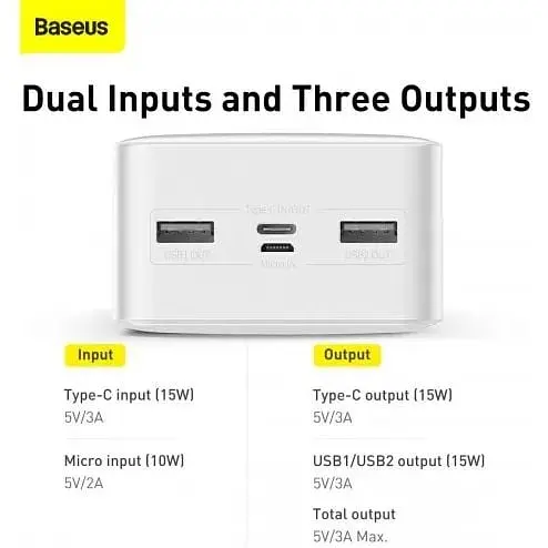 Зовнішній акумулятор Baseus bipow digital display 15w 30000 мАг - фото 4