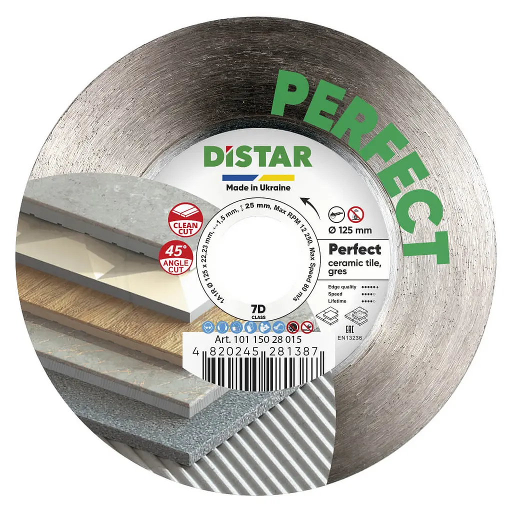 Алмазний диск по кераміці Distar Perfect 1A1R 125х1.5х22.23 мм