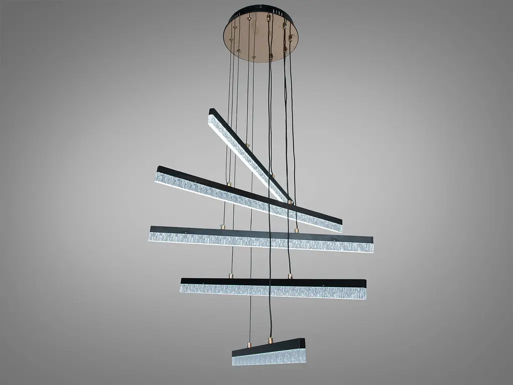 Підвісна LED-люстра Diasha SX1016/5BK, чорна, 70W, акрилові світлові планки, регулювання висоти та пульт - фото 2
