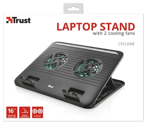 Підставка для ноутбука до 16" Trust Cyclone, Black, 2x8 см вентилятори, 8 рівня підйому та нахилу, 230х300х15 мм, 531 г (17866) - фото 5