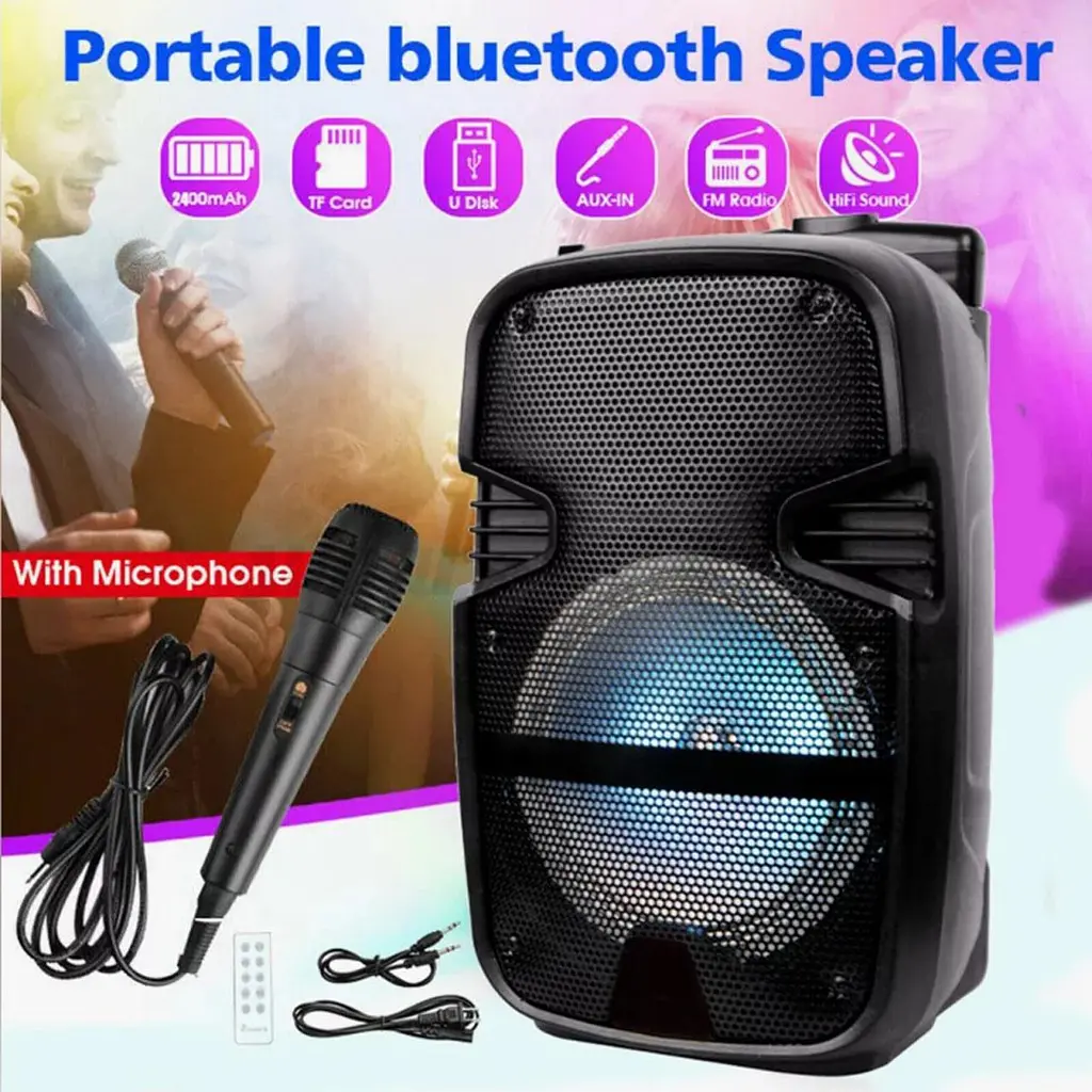 Колонка бездротова з підсвіткою та мікрофоном 6,5" - Bluetooth-колонка з функцією караоке 6,5" - фото 4