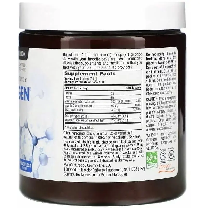 Колаген з вітаміном А і С Country Life Maxi-Collagen 7000 мг 213 г - фото 2