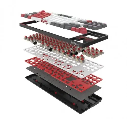 Клавіатура бездротова Bloody WS87, Naraka, Bluetooth / USB 2.4GHz / USB, механічна (перемикачі BLMS Red Plus), RGB-підсвічування, акумулятор - фото 6