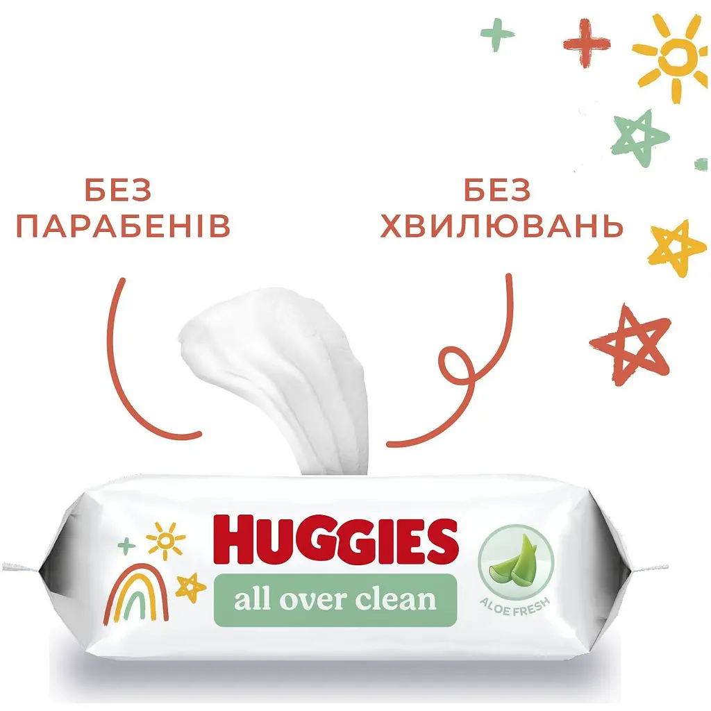 Набор влажных салфеток Huggies All Over Clean 224 шт. (4 уп. х 56 шт.) - фото 7
