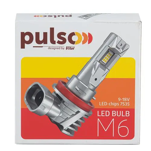 Лампи PULSO M6-H8/Н9/Н11/Н16/LED-chips 7535/9-18v/2x28w/6000Lm/6500K