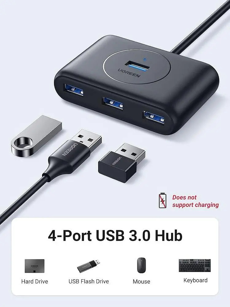 USB-Хаб Ugreen CR113 USB 3.0 Hub 1m (Black) (UGR-20291) - фото 5