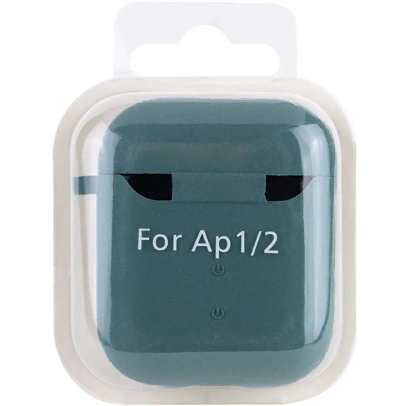Силіконовий футляр з мікрофіброю для навушників Airpods 1/2 Зелений / Pine green - фото 5