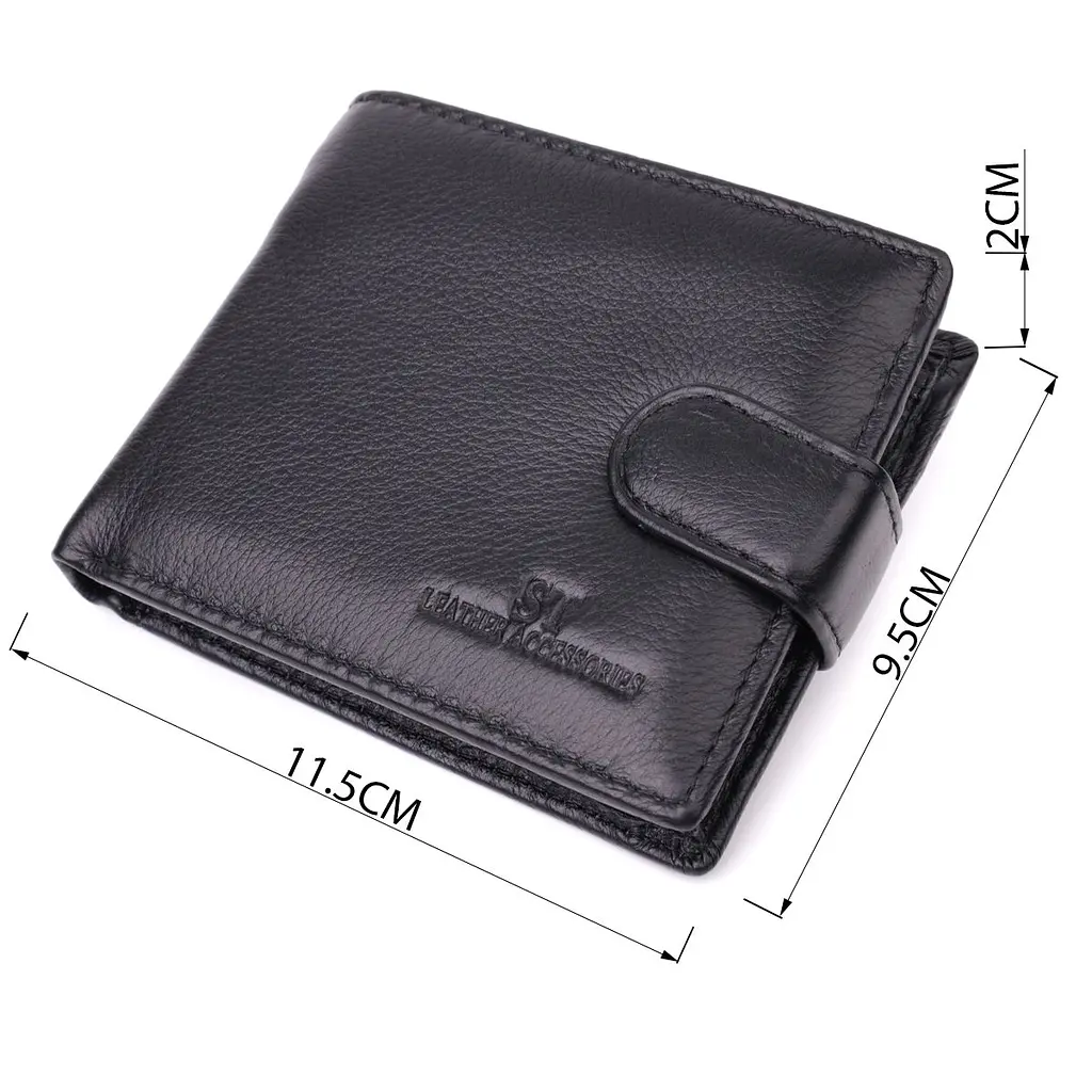 Гаманець для чоловіків зручного розміру з натуральної шкіри ST Leather 22463 чорний - фото 6