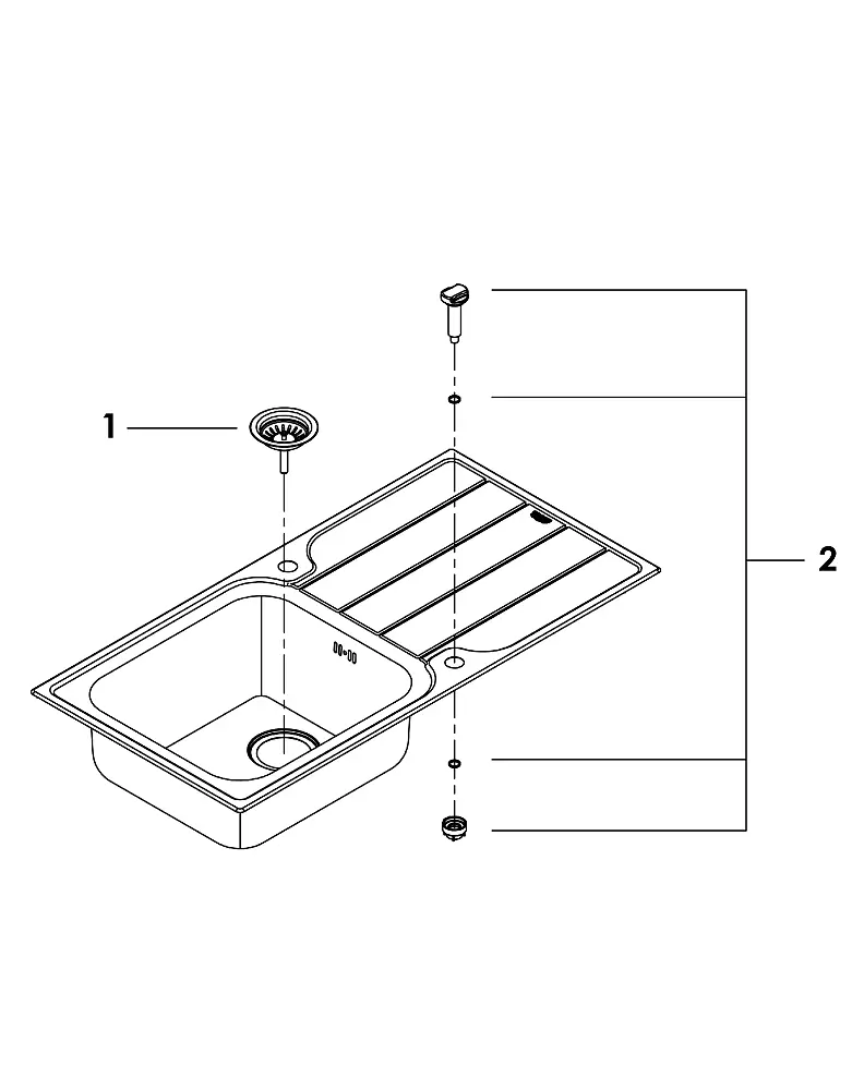 Кухонна мийка Grohe 1000 x 500 мм з ексцентриком, 1 чаша, матова 31563SD1, Нержавіюча сталь - фото 4