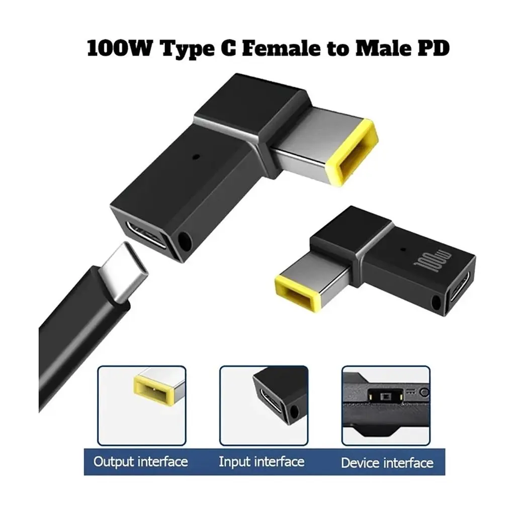Перехідник ST-Lab PD 100W USB-C F to DC Male Jack square mouth Lenovo Thinkpad (PD100W-Lenovo) - фото 4