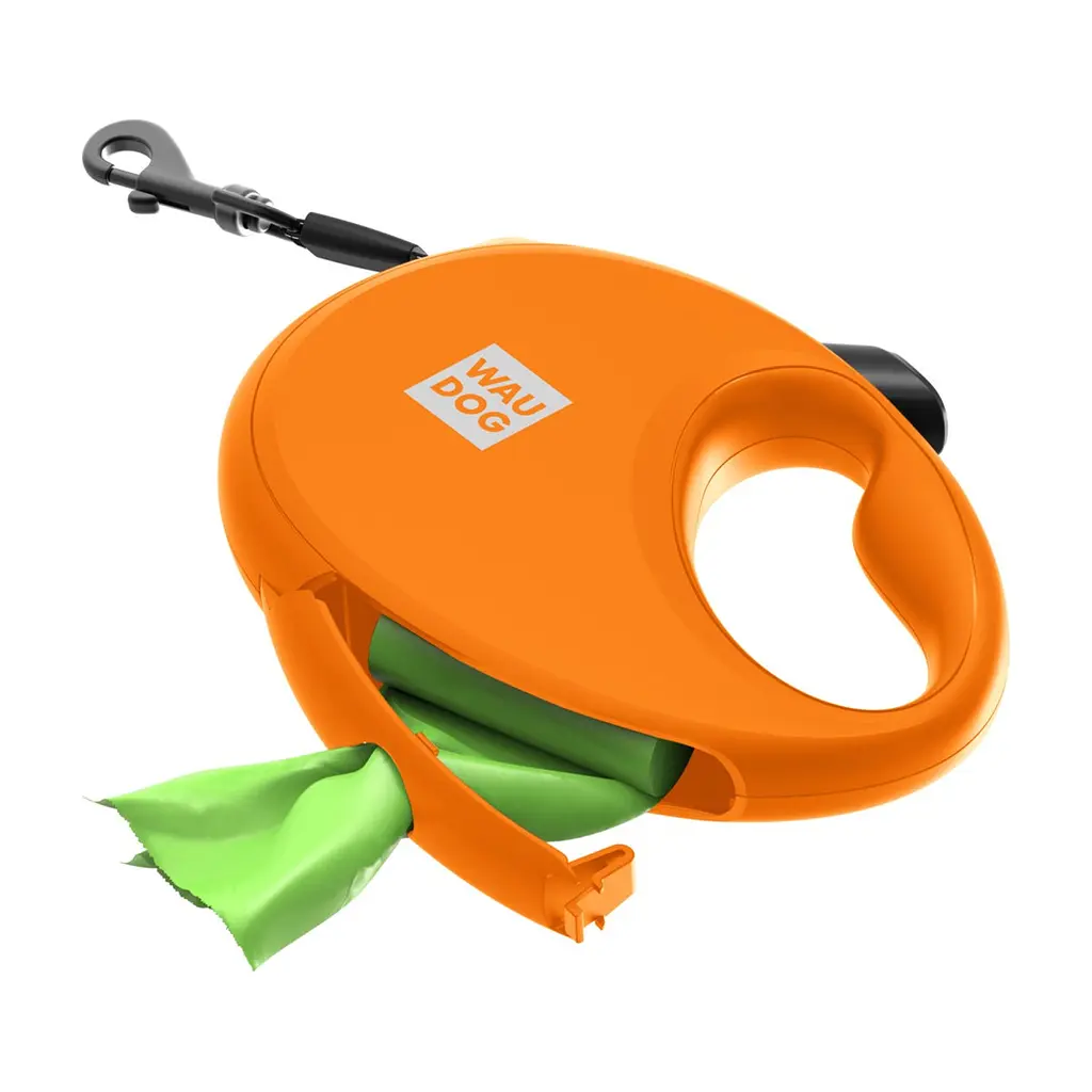 Повідець для собак WAUDOG R-leash з контейнером для пакетів L до 40 кг 5 м помаранчевий (26294) - фото 4