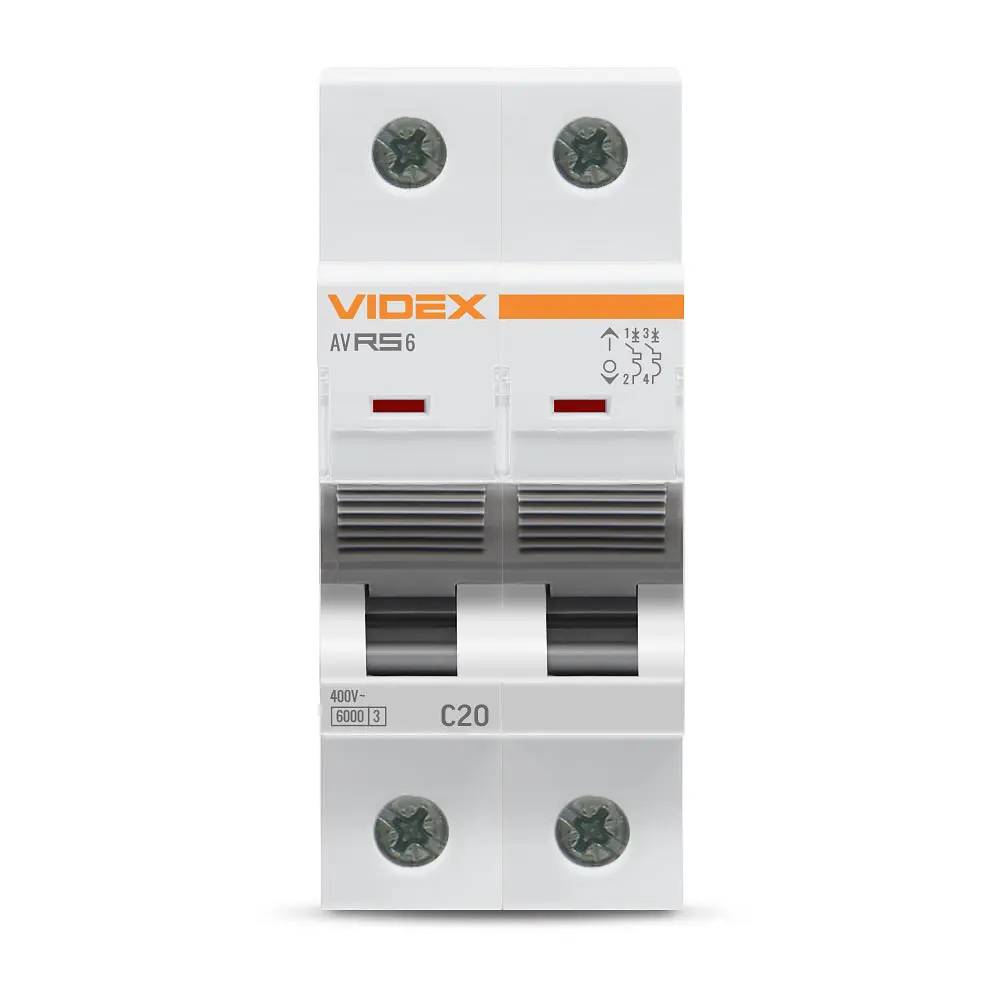 Автоматичний вимикач RS6 2п 20А 6кА С VIDEX RESIST VIDEX (26560-000) - фото 2
