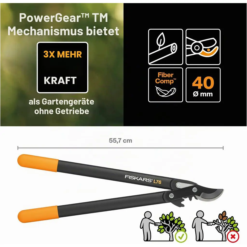 Площинний сучкоріз Fiskars PowerGear L76-M (1001553) - фото 2