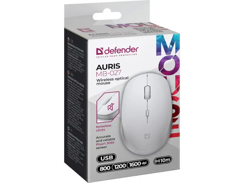 Миша Defender Auris MB-027 White (52028) - фото 5
