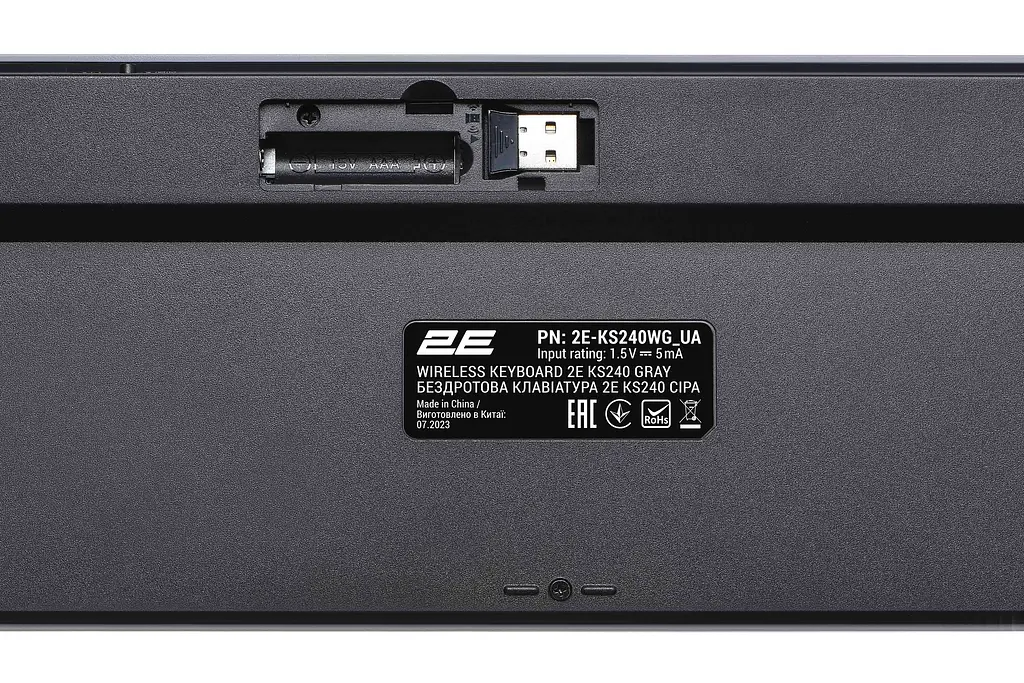 Клавіатура мембранна KS240 110key, WL/BT, EN/UK, сіро-чорний 2E teh0013890 - фото 4