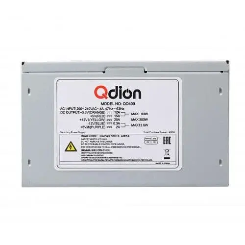 Блок живлення 400 Вт, QD400,12 см, 3xMolex / 2xSATA / 1 x 20+4-pin / 1 x 4-pin Qdion teh0028857 - фото 4