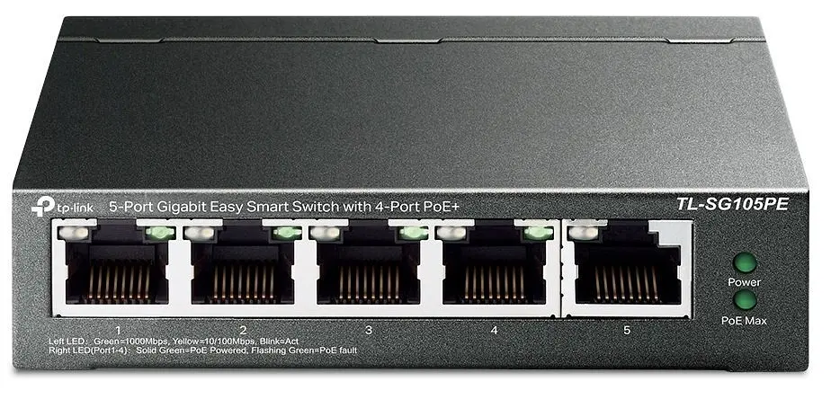 Коммутатор TL-SG105PE 5xGE (4xPoE) 65Вт, WebSmart TP-Link teh0018148 - фото 2
