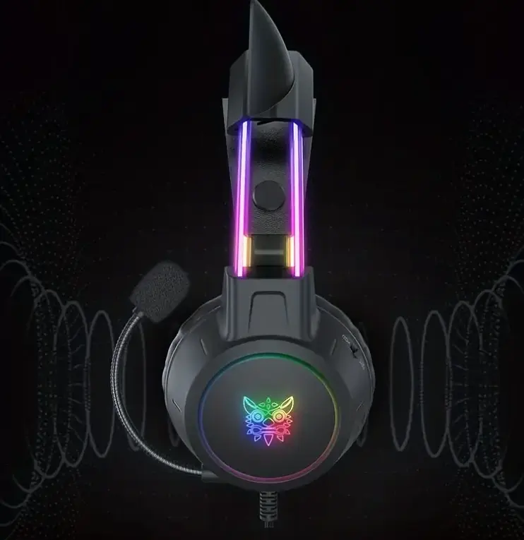 Накладні ігрові навушники Onikuma X15 Pro дротові з гарнітурою і котячими вушками та RGB-підсвіткою чорні - фото 7