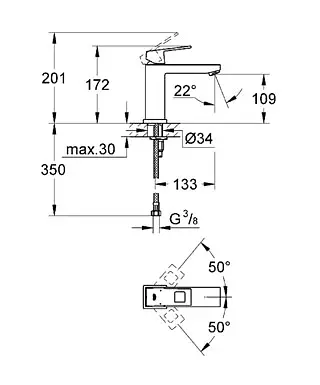 Змішувач для умивальника Grohe Eurocube 23446000 Хром - фото 2