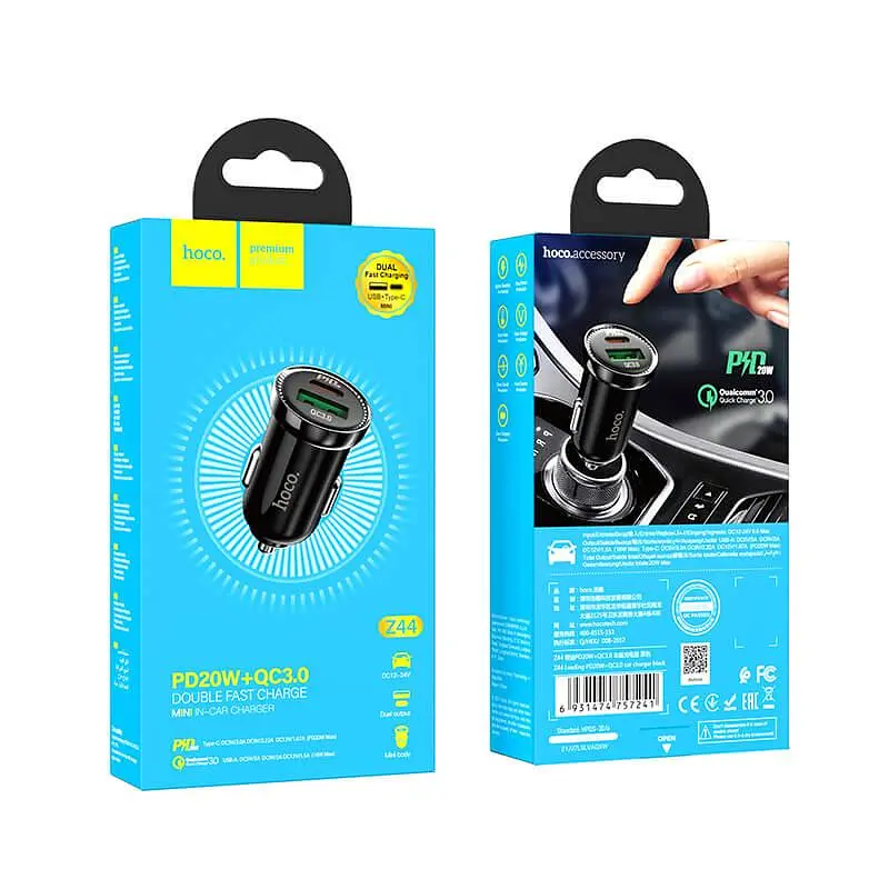 Адаптер автомобильный HOCO Leading car charger Z44 2 usb 20W черный - фото 3