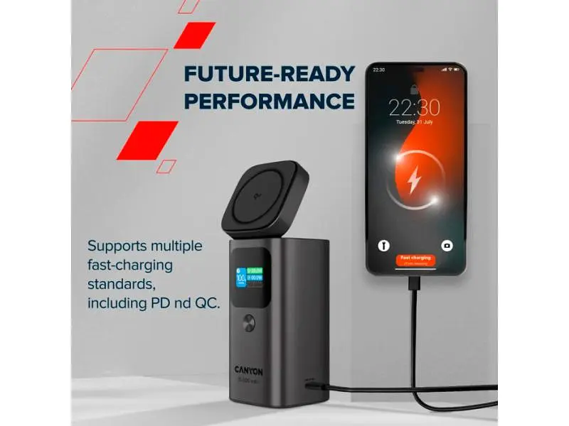 Зовнішній акумулятор (Power Bank) Canyon OnPower 150 Qi2 Magnetic (CNS-CPB150DG) - фото 12