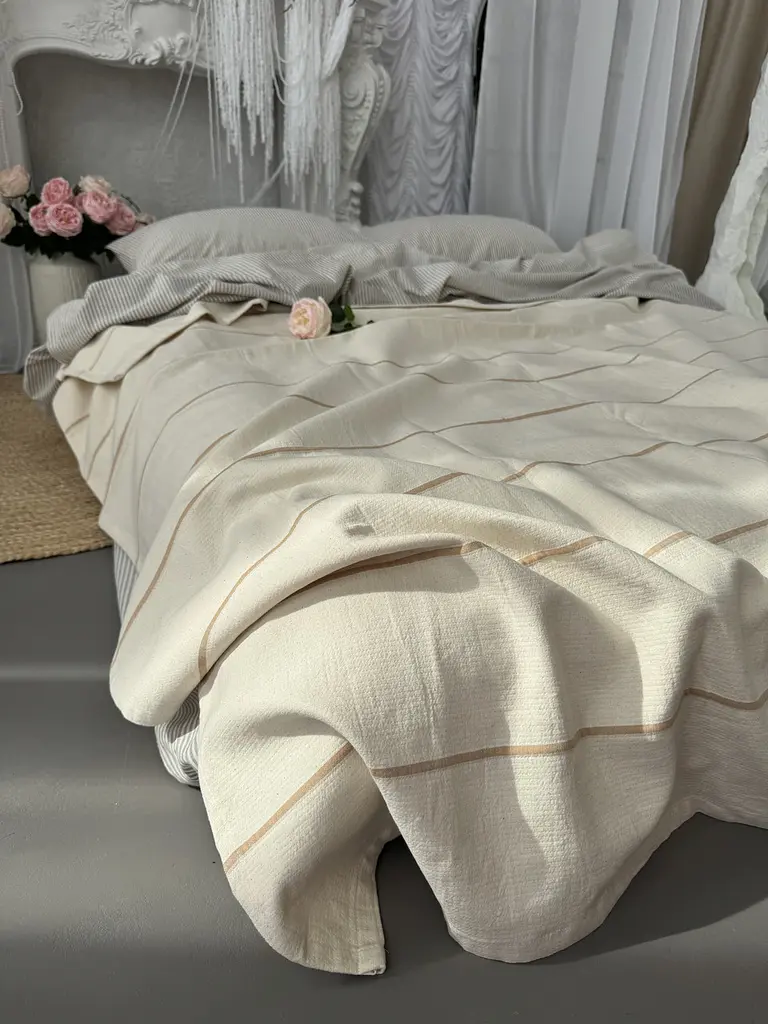Покривало Zeintex Eco Linen бежеве 200х230 см - фото 10