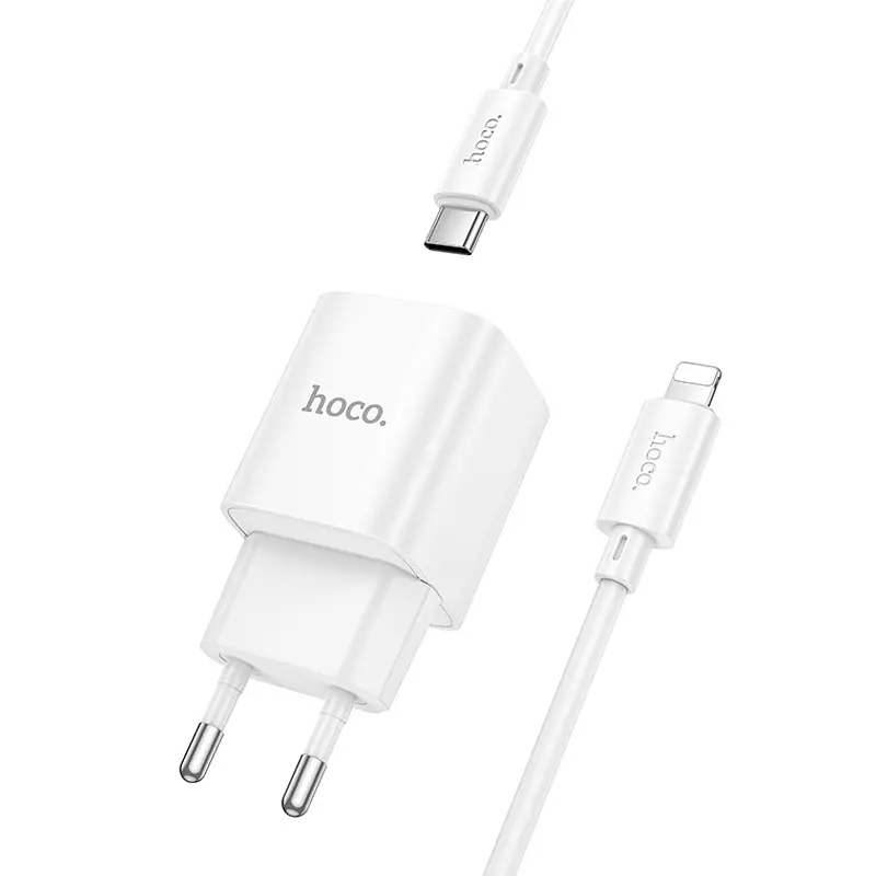 МЗП Hoco C146A Charm PD20W (1USB-C) + кабель Type-C to Lightning White - фото 3