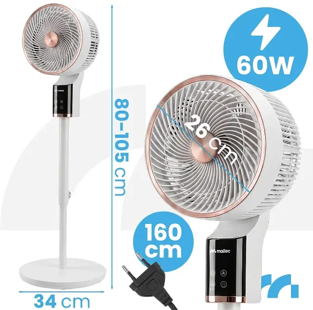 Підлоговий вентилятор MalTec Airly3000WH PRO, 60 Вт, із 3D-осциляцією, пультом, таймером та ароматерапією, 114856 - фото 4