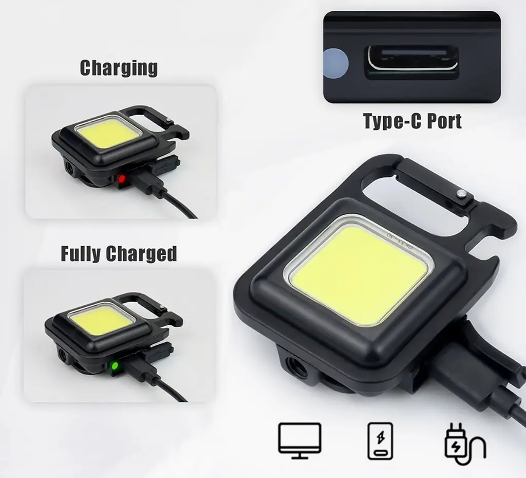 Фонарик брелок светодиодный Primo Led Cob c карабином и магнитом - фото 2