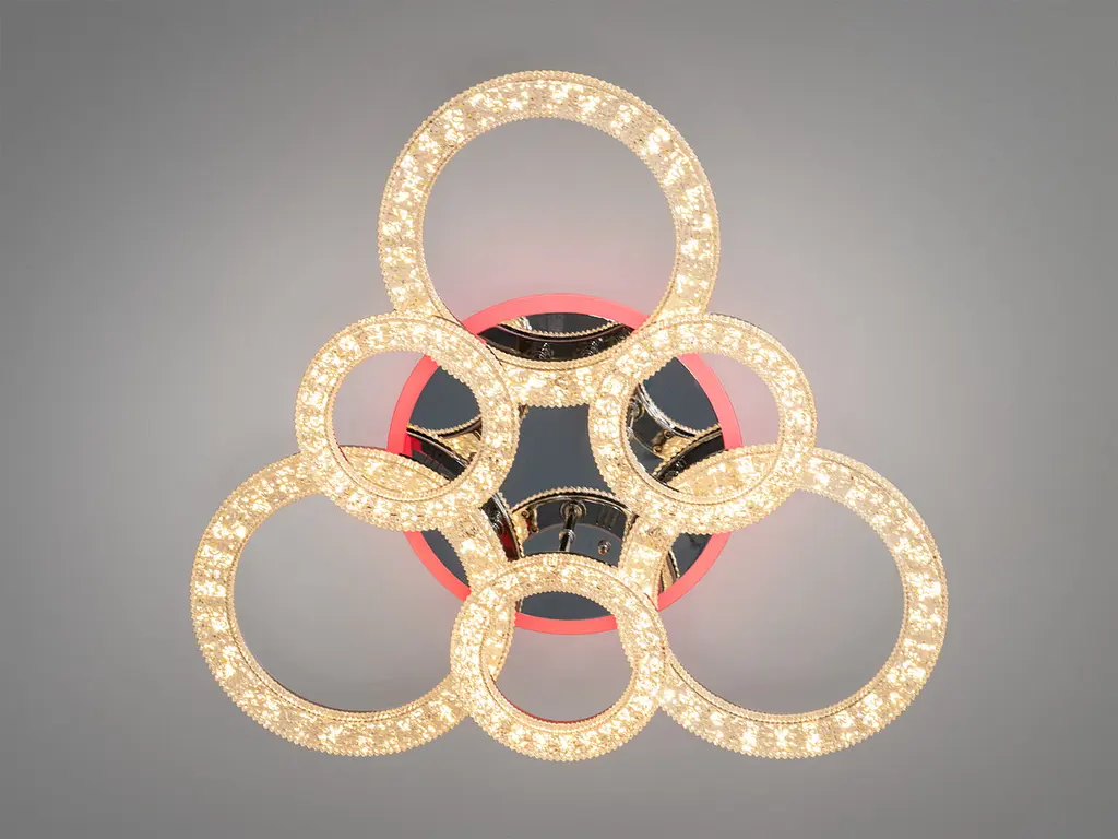 Люстра стельова LED Diasha 2203/3+3HR, 107W, 3200K-6500K, хром, сучасний стиль для вітальні, спальні, кухні, офісу - фото 2