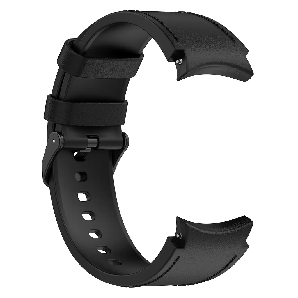 Ремінець шкіра-силікон BeWatch Samsung Galaxy Watch 4/5/6 20 мм Чорний (1gw0102) - фото 4