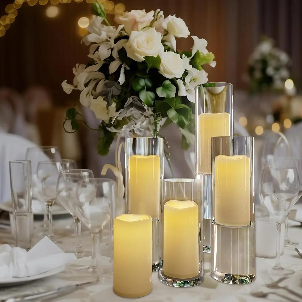 Yme 2 шт. світлодіодні без полум'яні свічки, теплі білі свічки-стовпи на батарейках, що мерехтять з дистанційним таймером для різд - фото 2