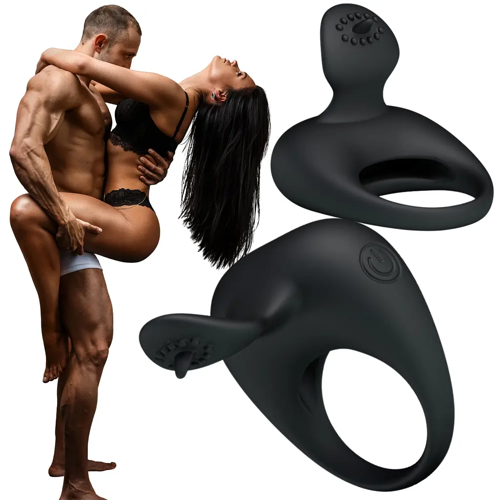 Ерекційне кільце Pretty Love Stimulating Tonguo 5 см чорний - фото 11
