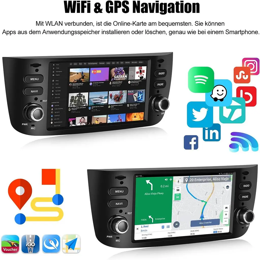 Автомагнітола CAMECHO Android 13 для Fiat Punto та Linea - фото 5