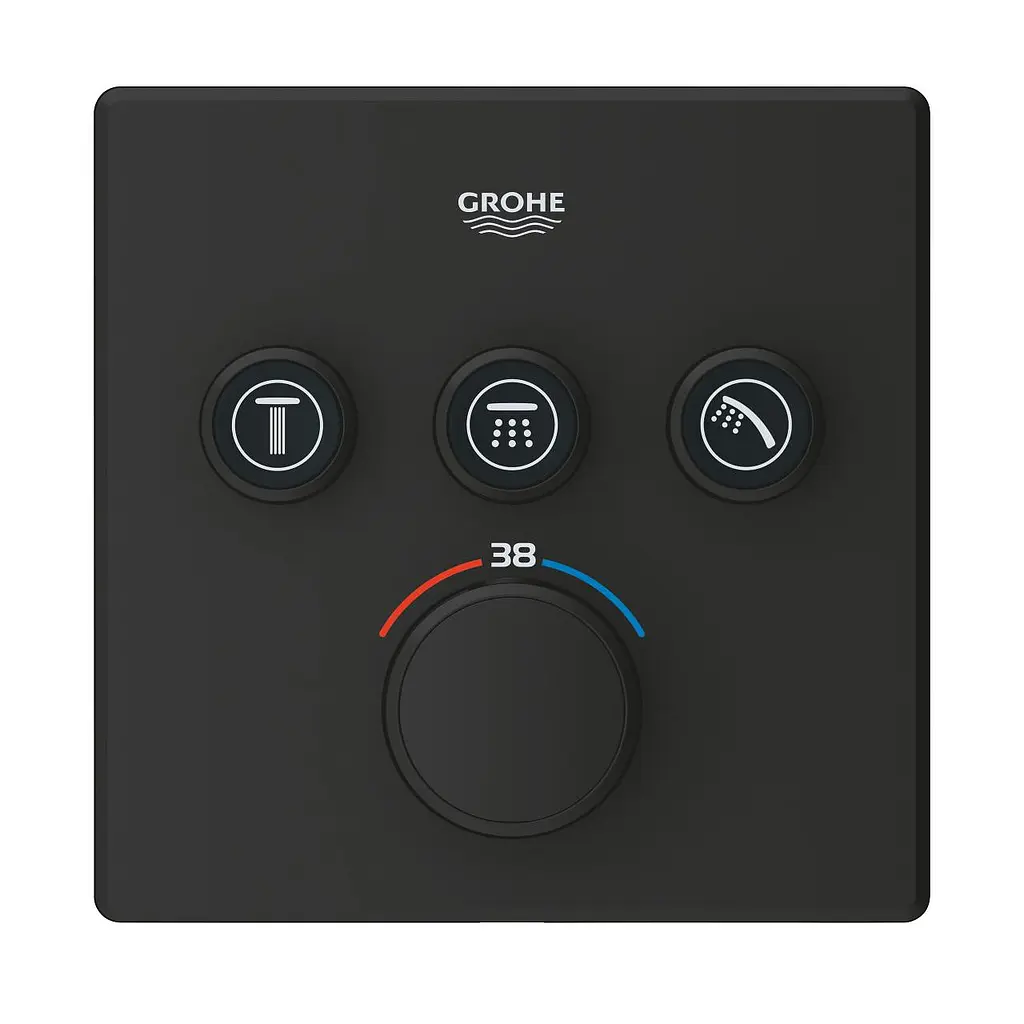 Термостат скрытого монтажа с 3 кнопками управления Grohe Grohtherm SmartControl 102167KF00, Черный матовый - фото 3