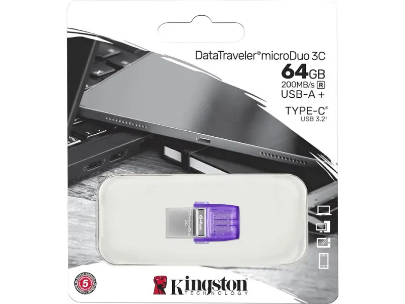 USB флеш накопичувач Kingston 64 GB DataTraveler microDuo 3C (DTDUO3CG3/64GB) - фото 3