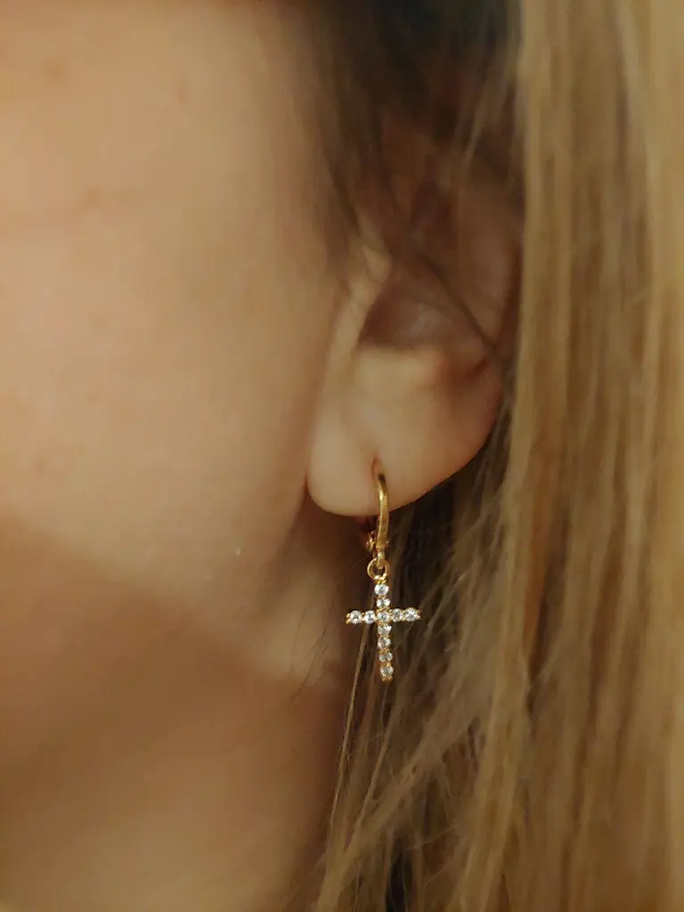Сережки підвіски Xuping Jewelry хрестики 3 см золотисті - фото 3