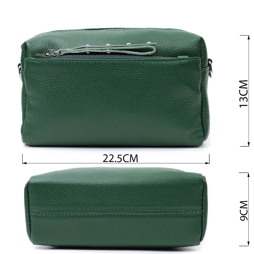 Шкіряна сумка зі стильним бігунком Vintage 22651 зелена - фото 5