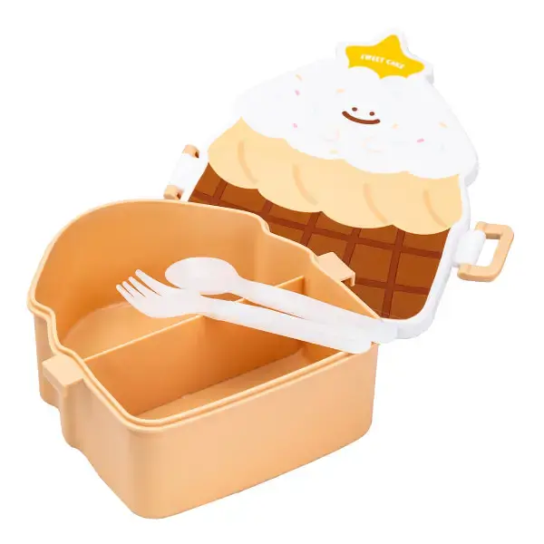 Ланч-бокс дитячий зі столовими приборами Cake 20*18*8 см, шоколад TS Kitchen HP12271BR - фото 6