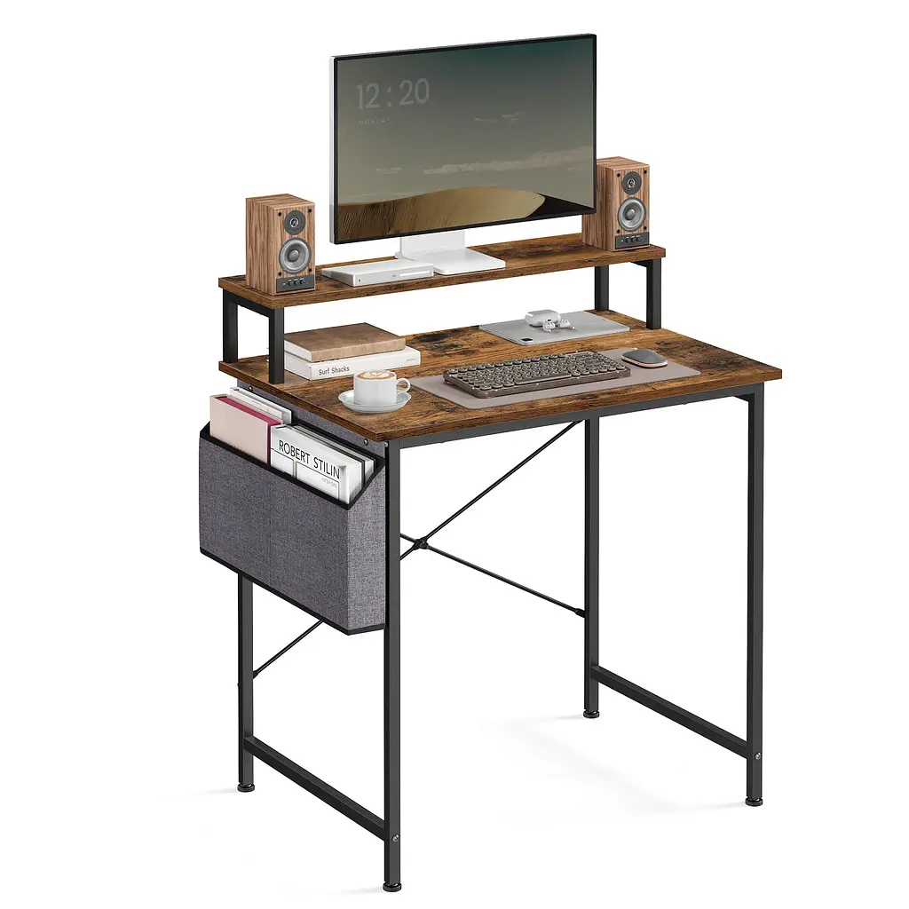 Комп'ютерний стіл Leobert NanoDesk з поличкою для монітора, коричневий - фото 2