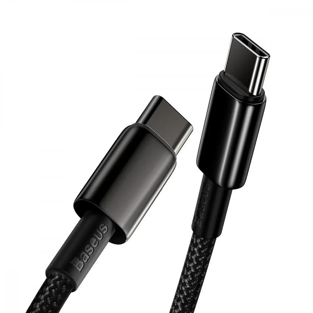 Кабель Baseus Tungsten Gold Fast Charging Type-C to Type-C 100W (2m) black (CATWJ-A01) - фото 7