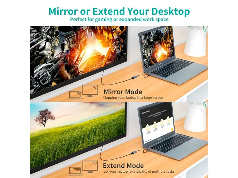 Адаптер Choetech Hub-H11 USB-C - DisplayPort Gray (HUB-H11-GY-V2) - фото 5