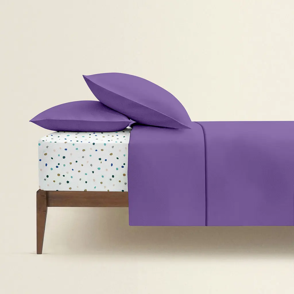 Комплект постільної білизни Cosas євро з простирадлом на резинці LAVENDER CS2 200 x 220 см (Ranfors48_PlumLight_El-ColorBlots_200) - фото 2