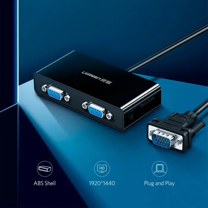 Спліттер - розгалуджувач - адаптер Ugreen VGA to 2xVGA Splitter MicroUSB Port (1 метр) (UGR-20918) - фото 2