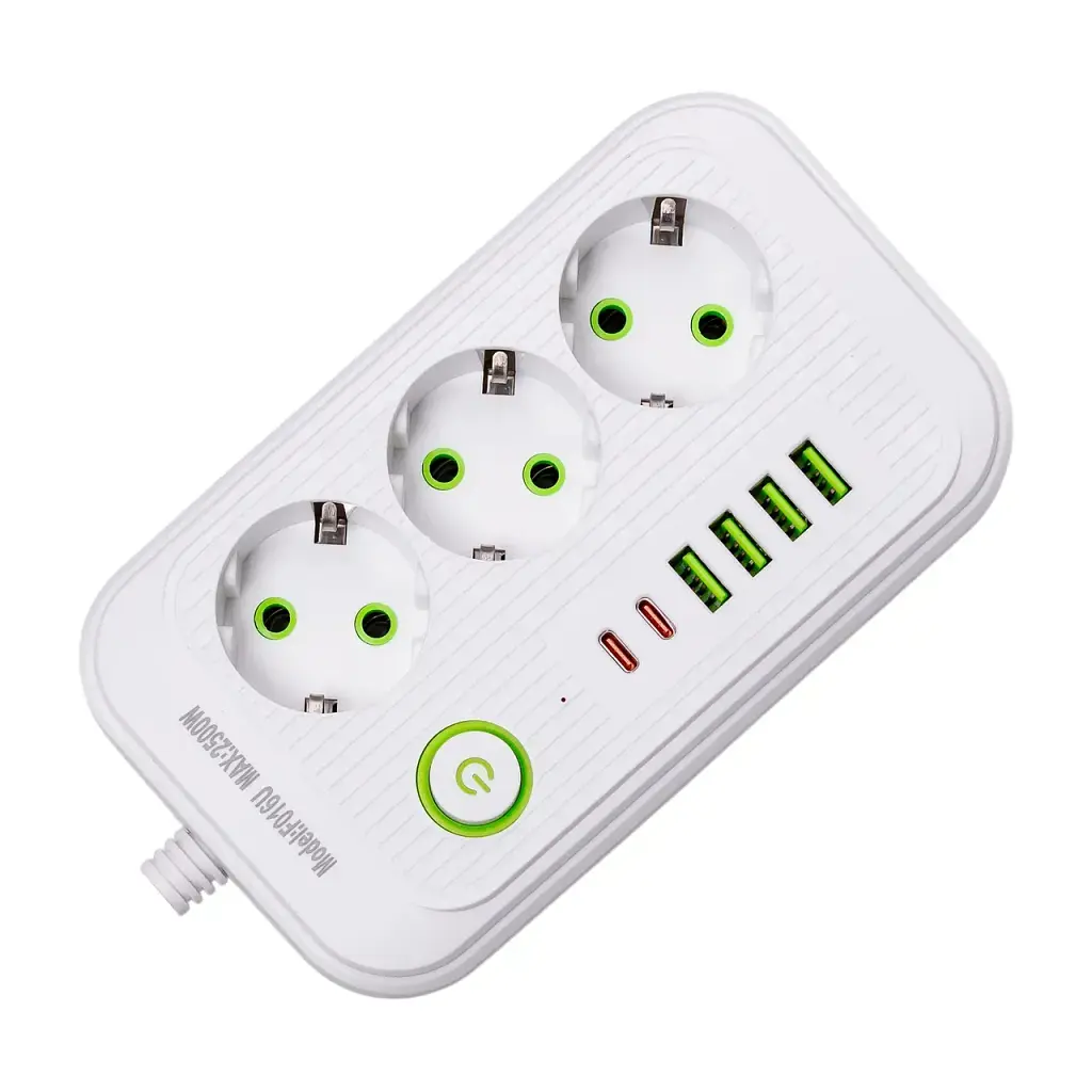 Мережевий фільтр-подовжувач Yiwu HP-5-19 LUXE F016U на 3 розетки 6 USB 2,7 метри білий  - фото 3