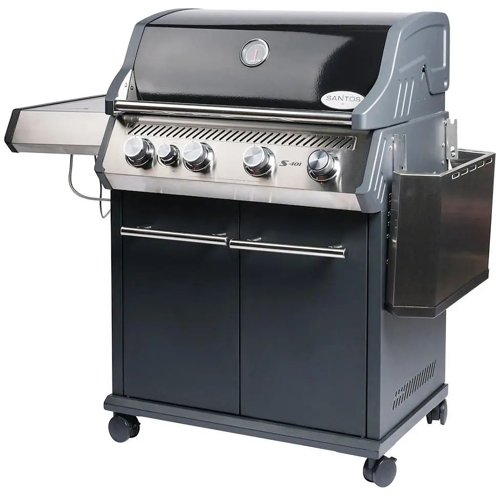 Газовый гриль Santos S-401 Black с боковой горелкой, черный (900259) - фото 3