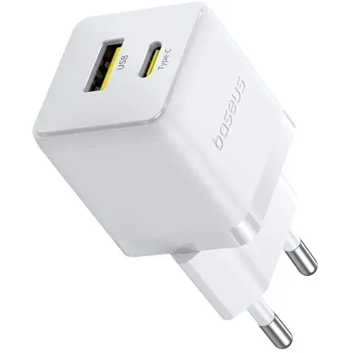 Мережевий зарядний пристрій Baseus Palm Fast Charger Type-C+USB 30W P1011160A213-00 White - фото 3