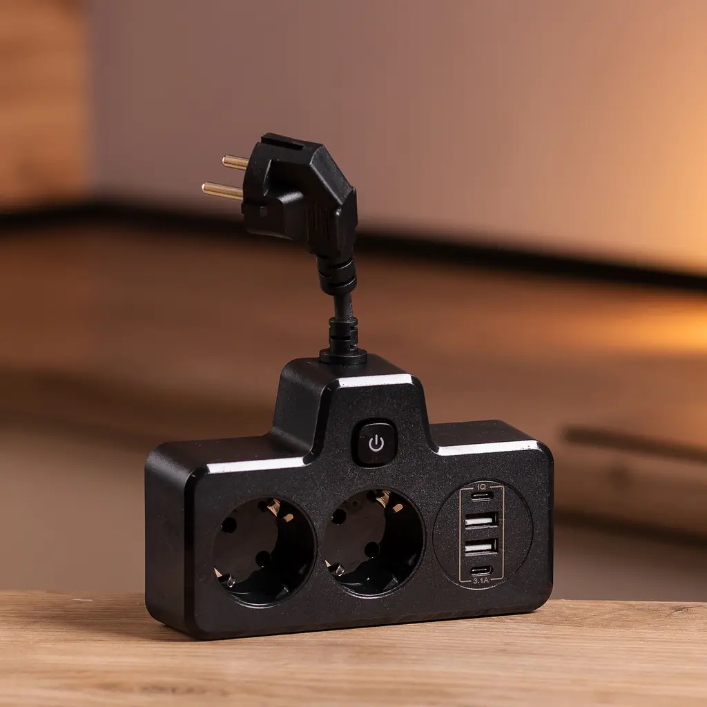 Мережевий фільтр-розгалужувач SNAILS 2 розетки LED 4 USB 8 см, чорний Yiwu HP-5-18 - фото 13